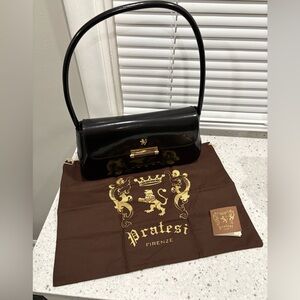 NWOT Barchetta clutch bag, by Pratesi, in genuine Italian leather- patent black